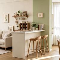 Meuble de bar à café moderne sur mesure, îlot de cuisine autoportant pour salon avec étagères de présentation et rangement en bois