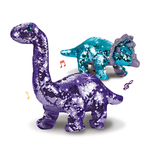Jouet en peluche dinosaure Brachiosaure à sequins réversible pour enfants, jouets en peluche télécommandés qui répètent ce que vous dites - Product Image 4