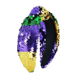 Glitter Haarband Paars Groen Goud Party Hoofdband Sprankelend Bling Brede Haarbanden Twist Haaraccessoires Cadeau Voor Mardi Gras