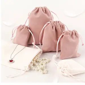Luxus-Schmuck-Zugbandtasche Geschenkverpackung Samt-Schmuck-Aufbewahrungsbeutel für Hochzeitsfeier-Dekoration