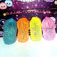 Gadget anti-stress en caoutchouc souple et scintillant, effet aurore, forme cacahuète, à récupération lente, emballé individuellement, pour filles, garçons, unisexe
