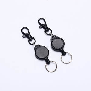 25mm Preto Fly Pesca Zinger <span class=keywords><strong>Retractor</strong></span> para Anglers Vest Pack Wire Rope Telescópica KeychainHeavy Duty Retrátil <span class=keywords><strong>Badge</strong></span> Reel - Product Image 5