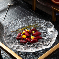 Vaisselle en verre créative et exquise, assiette en verre de 6 pouces, 9,75 pouces, pour la maison, personnalisable, vente en gros, assiettes à dîner transparentes