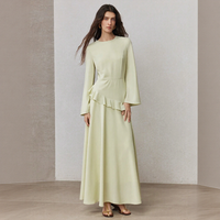 Damen Chiffon Empire-Taille Einfarbiges Lässiges Maxi-Partykleid Grün Langarm Mode Hersteller Großhandel Boutique Anbieter OEM