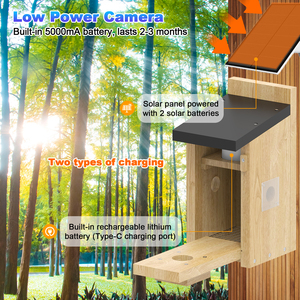 Incubadora Inteligente para Aves, Energía Solar, Bajo Consumo, Cámara HD Inalámbrica, Casa de Madera para Aves con Cámara, IA para Identificar Especies de Aves - Product Image 4
