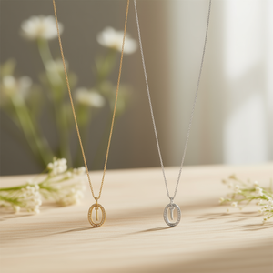 Collier pendentif Zi en or, argent et acier 45439, chaîne serpent minimaliste, cristal géométrique, strass - Product Image 4