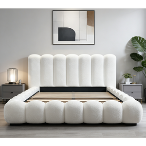 Lit en peluche Teddy 2025, nuage blanc, meubles pour chambre <span class=keywords><strong>à</strong></span> coucher <span class=keywords><strong>avec</strong></span> <span class=keywords><strong>sommier</strong></span> <span class=keywords><strong>à</strong></span> <span class=keywords><strong>lattes</strong></span> et tête de lit en mousse souple - Product Image 3