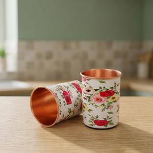 Vaso de vidrio floral color cobre, de pared simple, reutilizable, apto para lavavajillas, ideal para regalo o uso doméstico. - Product Image 3