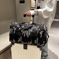 Sac de voyage grande capacité pour femme, léger, bagage cabine, sac de week-end avec compartiment sec/humide, pochette pour trolley, sac de sport