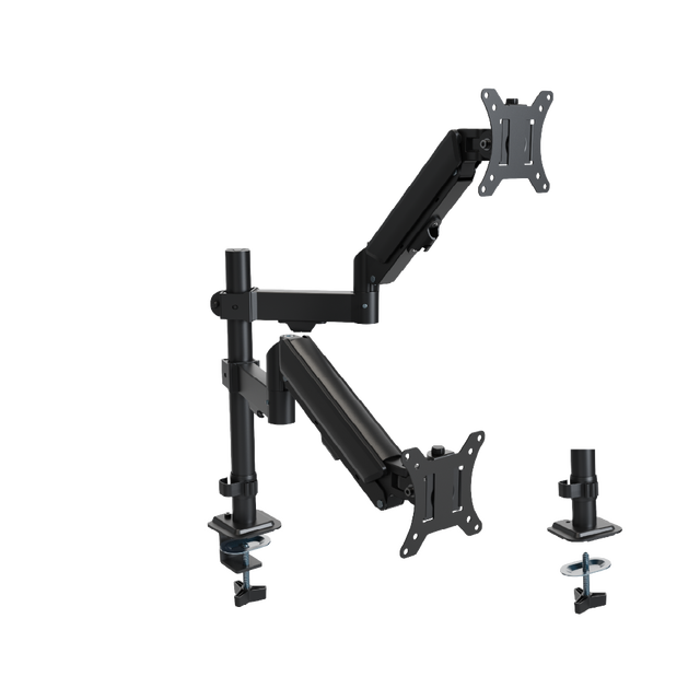 AUKI 32 Inches 10 KGS Dual Monitor Pole Mount Gas Spring Desk Stand Full Motion VESA Compatible Heavy Duty New
