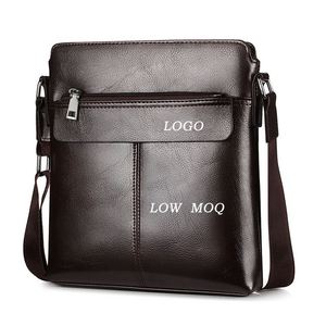 High Quality Custom Print Logo Waterproof <b>Soft</b> PU <b>Leather</b> Fashion Vintage Letter Pattern Messenger Shoulder <b>Bag</b> for Men - Product Image 1