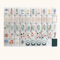 Papan Mahjong Akrilik Multi-layer Motif Kerang Laut & Mercusuar, Mewah, Portabel untuk 4 Pemain, Hiburan Santai & Pesta