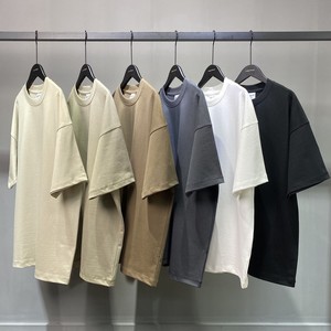 385G Mùa Xuân Và Mùa Hè Sương Mù Nặng Màu Đất Kanye Ngắn Tay Áo T-Shirt Mens Womens Cao Đường Phố BR Kanye Loose Top - Product Image 1