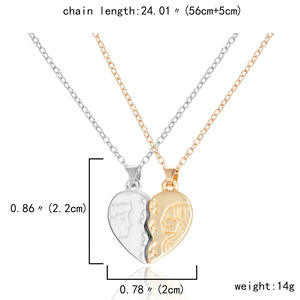 Colliers en forme de cœur <span class=keywords><strong>pour</strong></span> la saint-valentin, bijoux <span class=keywords><strong>pour</strong></span> meilleurs amis, accessoire créatif <span class=keywords><strong>pour</strong></span> Couples, avec des ailes sculptées - Product Image 2