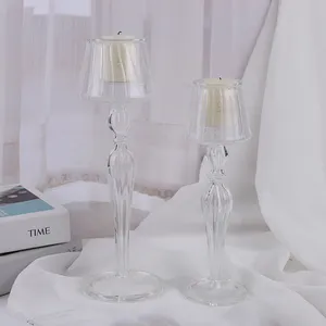 यूरोपीय पारदर्शी ग्लास टेबल लैंप मोमबत्ती धारक शादी घर रचनात्मक गहने मोमबत्तियां
