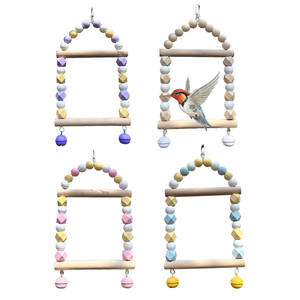ของเล่นนกทำจากไม้ธรรมชาติชิงช้าไม้สำหรับฝึกนกของเล่นสำหรับนกแก้วกรงของเล่นนกคอกคอกคอกคอกนก