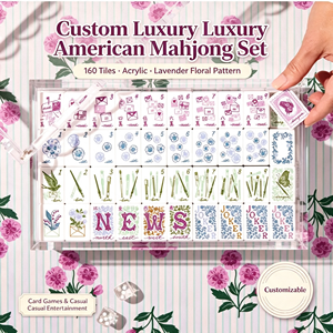 Set di Mahjong Americano di Lusso Personalizzato con 160 Tessere in Acrilico e Motivo Floreale Lavanda per Giochi di Carte e Intrattenimento Casual - Product Image 1