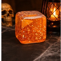 Jouet Squishy Cube Pailleté Halloween en TPR pour Cadeaux de Fête Enfants Adultes Anti-Stress Doux à Presser