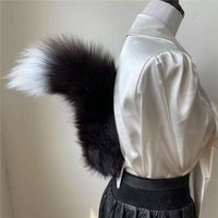 Yihaoyi 35-45cm Queue de Renard Réelle en Gros, Queue de Renard Fluffy en Fourrure Animale pour Décoration, Accessoires, Porte-clés, Costume de Cosplay, Accessoire