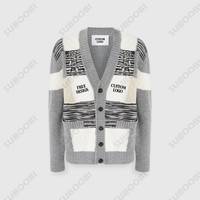 Cardigan en tricot jacquard personnalisé avec logo OEM/ODM, col en V, simple boutonnage, grande taille, pour homme, collection 2026