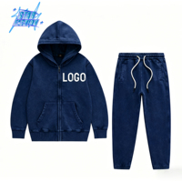 Ensemble de survêtement unisexe personnalisé, coupe oversize, confortable, hiver, 100% coton molletonné, séchage rapide, avec sweat à capuche et pantalon de jogging, effet délavé, pour couple