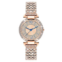 Montre-bracelet à quartz pour femme, style influenceur TikTok, entièrement sertie de diamants, aiguille bleue, écologique, tendance