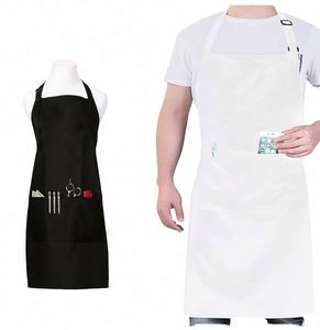 Tabliers de cuisine sans manches réutilisables en coton imperméable, prix d'usine en gros, avec logo personnalisé imprimé pour le nettoyage - Product Image 2