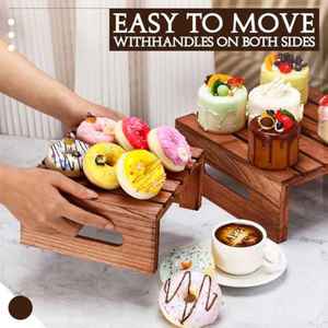 Juego de 4 Bandejas para Postres Rústicas, Elevadores de Exhibición de Madera Ecológicos con Asas para Decoración de Mesa de Bodas y Fiestas, Listo para Venta al por Mayor OEM - Product Image 6