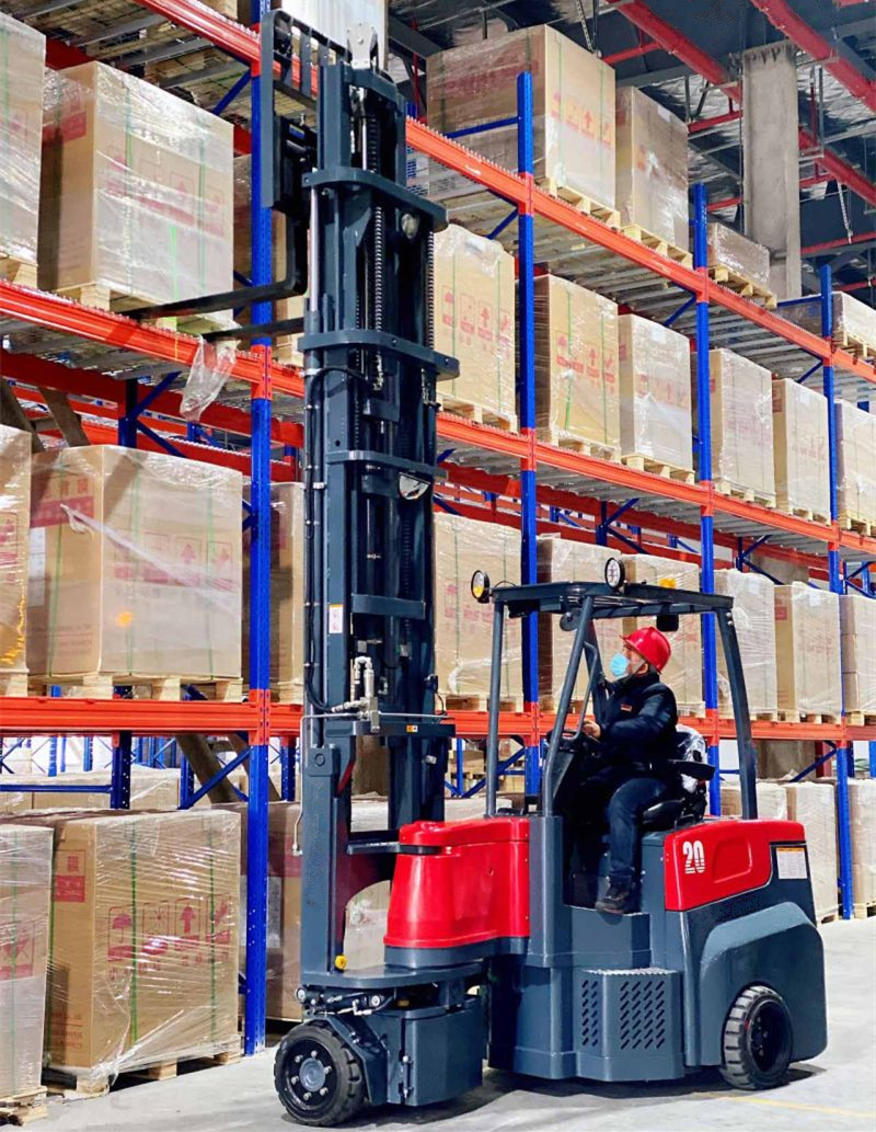 full AC system max lifting height 12.5m flexible steering electric articulated forklift for indoor and outdoor stacking