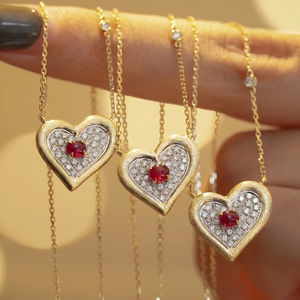 תליון זהב צהוב 18k מצופה זהב בסגנון ימי הביניים שרשרת תליון דם יונה טבעי משובצת מתנה - Product Image 5