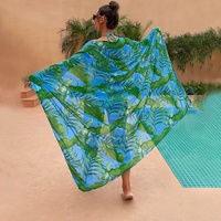 Groen Tropisch Palmblad Sexy Uitgesneden Ademend Doorzichtig Vrouwen Bikini Bedekken