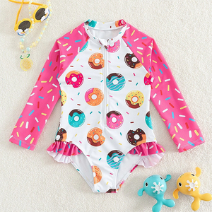 批发优质扎染防紫外线长袖泳衣夏季沙滩装学步女孩泳装 - Product Image 2