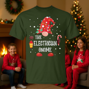 Camiseta navideña de Gnomo Electricista, camiseta a juego con el pijama familiar - Product Image 3