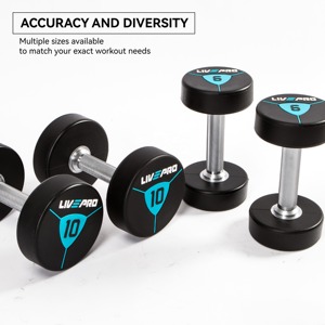 Livepro tiên tiến Polyurethane tráng quả tạ bán sỉ thiết bị tập thể dục nhiều quả tạ 2kg-50kg thép quả tạ trọng lượng - Product Image 2