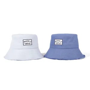 새로운 패션 어부 100% 코튼 데님 버킷 모자 맞춤 아플리케 진 버킷 모자 도매