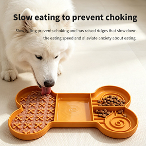 Silicone Pet Lick Mat Bone Design Partitioned <b>Slow</b> Feeding Mat, Dry Wet Separation Suction Base Non Slip for Dogs Cats - Product Image 5