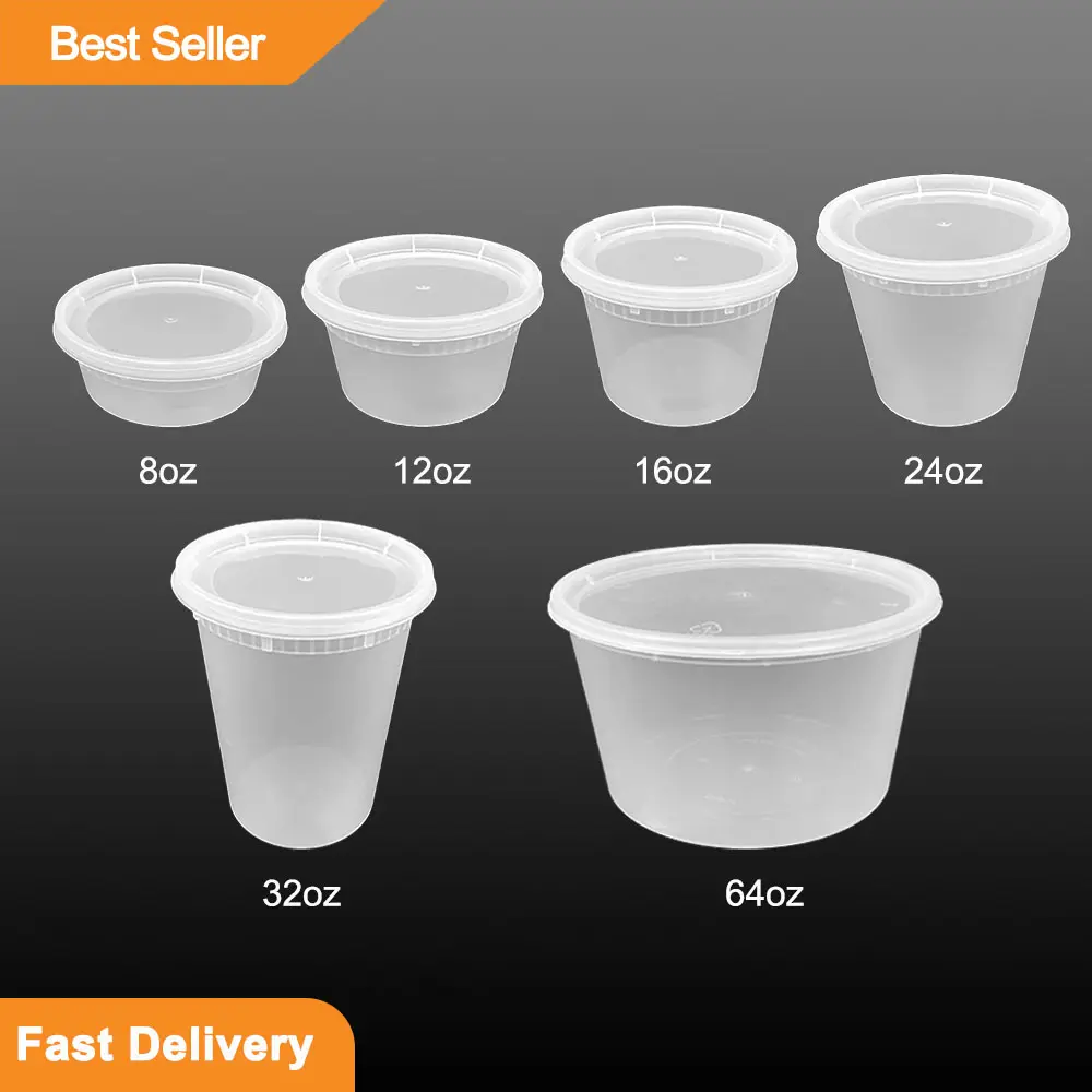 Hot Sale Yiqiang Customized Packaging Available Plastic Disposable Round Microwave Meal Prep Deli Containers