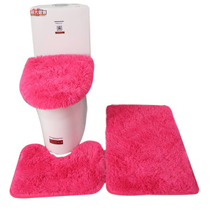 <b>Bathroom</b> Toilet <b>Mat</b> <b>Set</b> Yellow Fluffy Anti-Slip Floor Rug For <b>Bathrooms</b> Rectangle Solid Color Polyurethane Fiber - Product Image 5