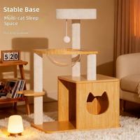 Arbre à chat en bois de grande taille, personnalisable, très vendu, avec griffoir, maison, structure d'escalade et condo