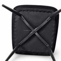 Chaise de salle à manger moderne en velours noir avec dossier incurvé - Chaise latérale douce et ergonomique pour la maison et le café