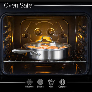 Multiuso antiaderente padella per friggere pentole triple in acciaio inox padelle profonde padelle Happy <span class=keywords><strong>Baron</strong></span> Cookware con copertura per la casa - Product Image 5