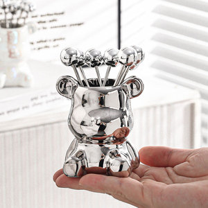 Soporte creativo para tenedores de fruta y oso de cocina, utensilio de cerámica, estante de almacenamiento de porcelana - Product Image 4