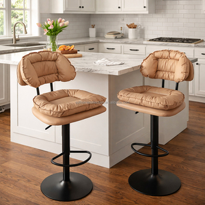 Tabourets de bar en cuir PU multicolores, hauteur réglable 44 <span class=keywords><strong>cm</strong></span>, base pivotante en métal <span class=keywords><strong>63</strong></span>-85 <span class=keywords><strong>cm</strong></span>, pour extérieur, ferme, parc, écologiques - Product Image 1