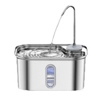 Fontaine à eau intelligente pour animaux de compagnie en acier inoxydable alimentée par USB, réservoir transparent étanche, robinet, distributeur automatique d'eau fraîche pour chiens