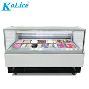 Vertical style CE Commercial 18 Pcs GN one third of Pan Ice Cream Display Freezer/ With automatic defrosting