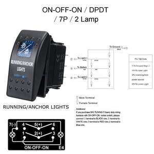 해상 보트 자동차용 방수 기능이 있는 고품질 유니버설 5P 듀얼 블루 LED 라이트 바 12V 24V 소형 로커 스위치 - Product Image 2