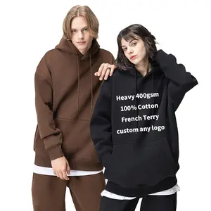 New Products Men's Fashion Oversized Heavyweight 100% Cotton Custom Logo Terry Hoodie Pullover Sweatshirt