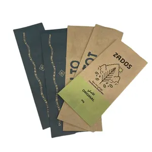 Custom Brown Kraft Paper Pouch Snack Bar Packaging PLA Compostabe Paper Packaging Sachets