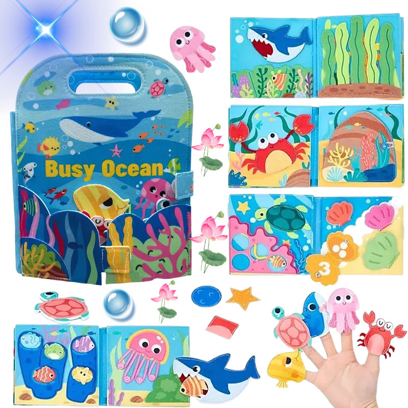 Handheld ocean book with velcro for embroidery