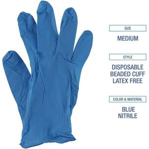 Gants jetables en nitrile bleu sans poudre Boardwalk Série 395, 9,5 pouces, épaisseur 5 mil, usage général, taille moyenne, 100 par boîte - Product Image 5